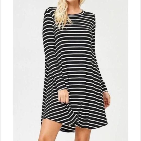 Heimish Dresses & Skirts - Heimish Striped Print Dress with Pockets Parallel Stripe
